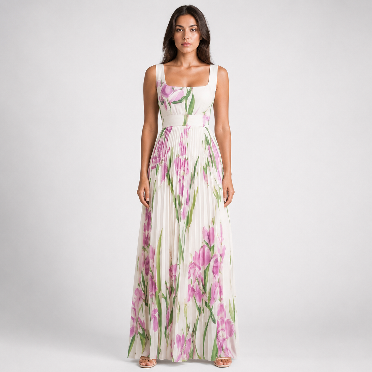 AURELIANE Square-Neck Fluid Maxi Dress