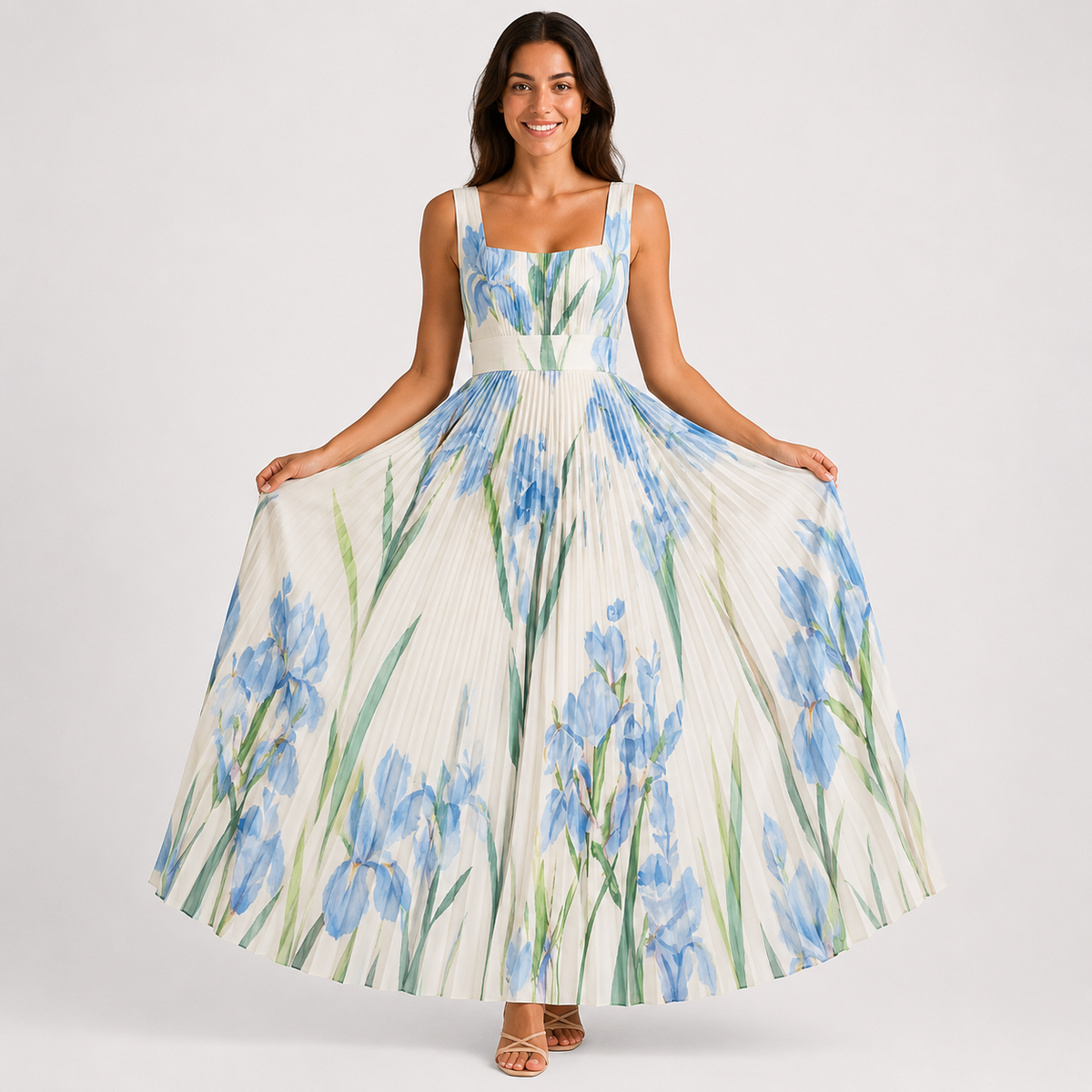 AURELIANE Square-Neck Fluid Maxi Dress