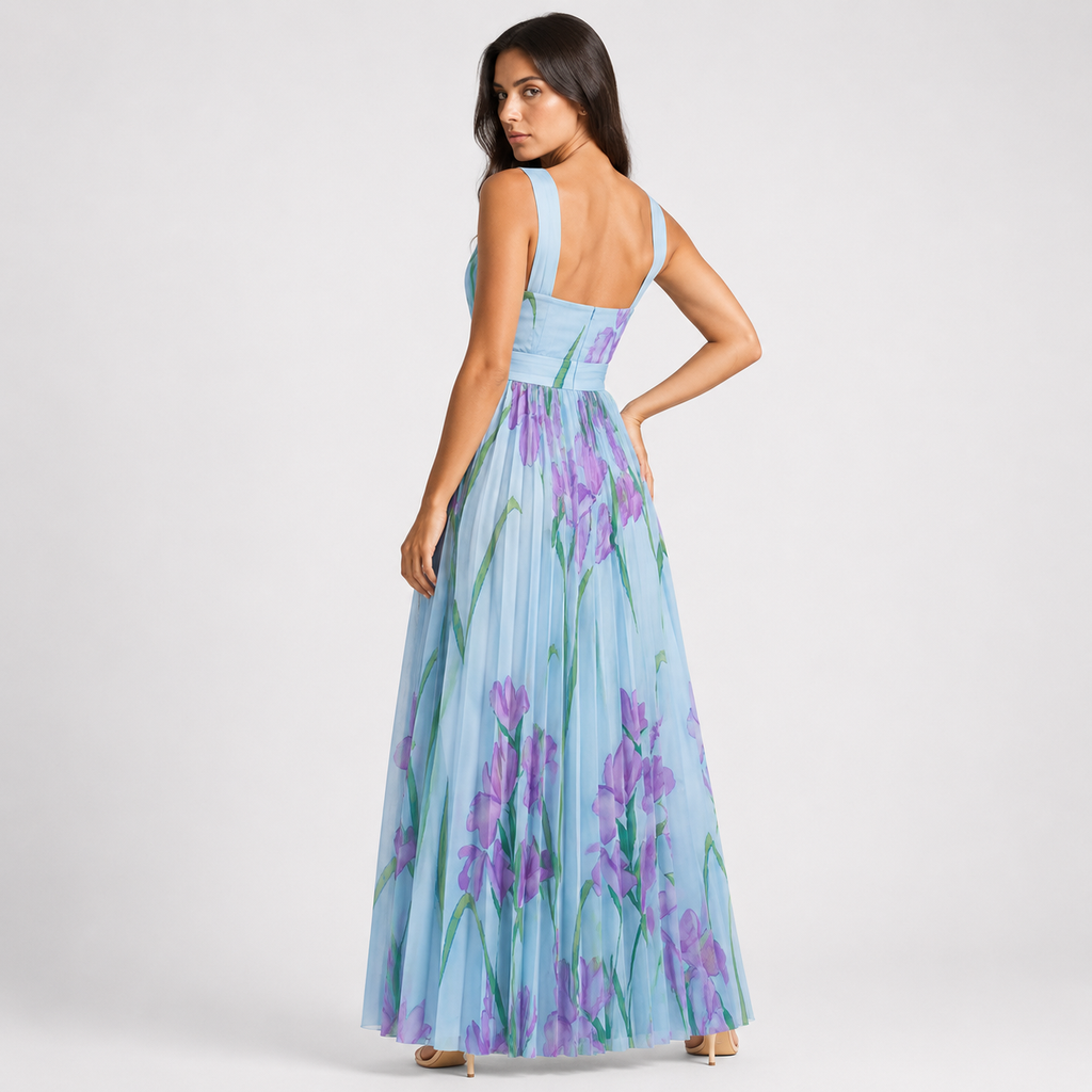 AURELIANE Square-Neck Fluid Maxi Dress