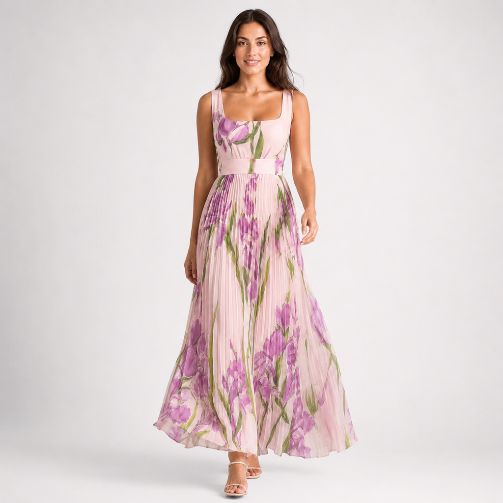 AURELIANE Square-Neck Fluid Maxi Dress