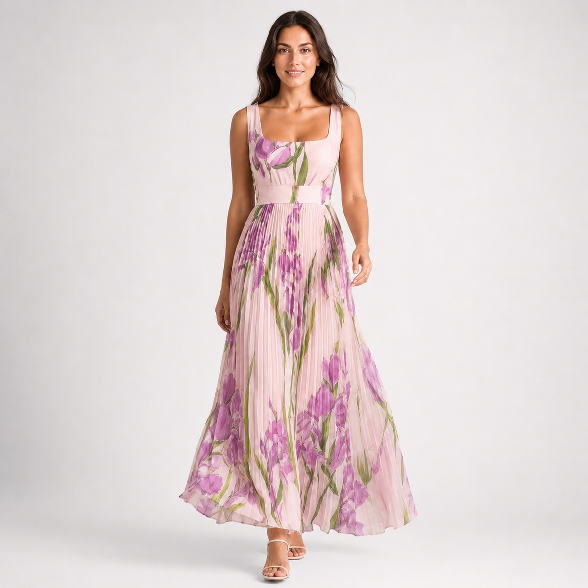 AURELIANE Square-Neck Fluid Maxi Dress