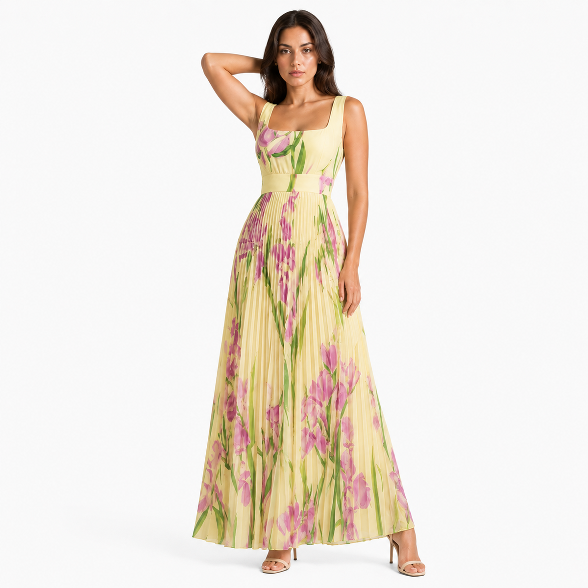 AURELIANE Square-Neck Fluid Maxi Dress