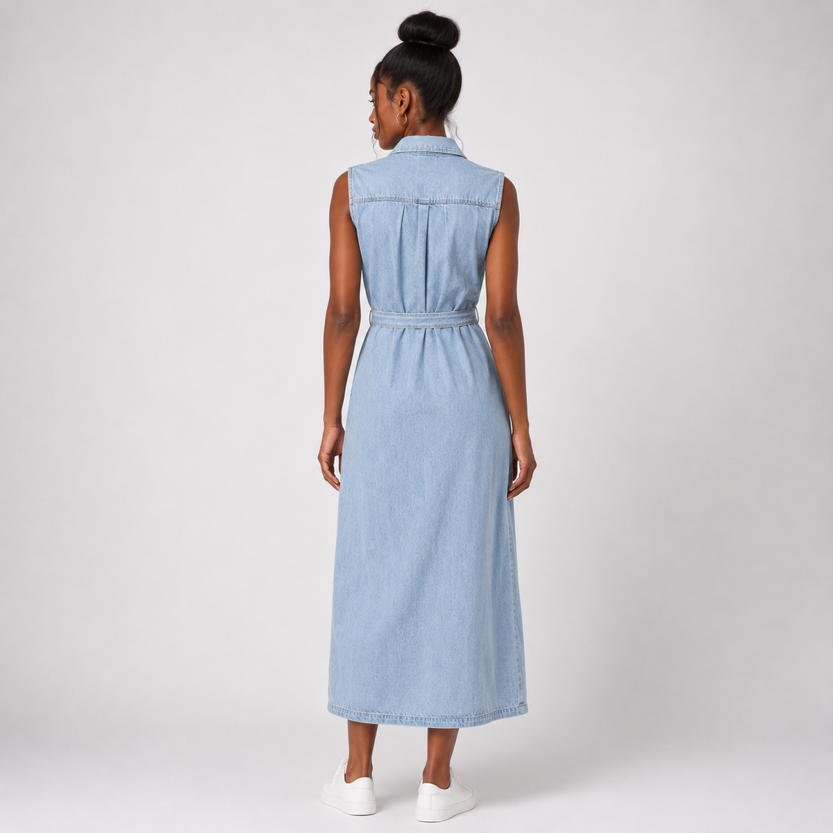 AURELIA Button-Front Denim Maxi Dress