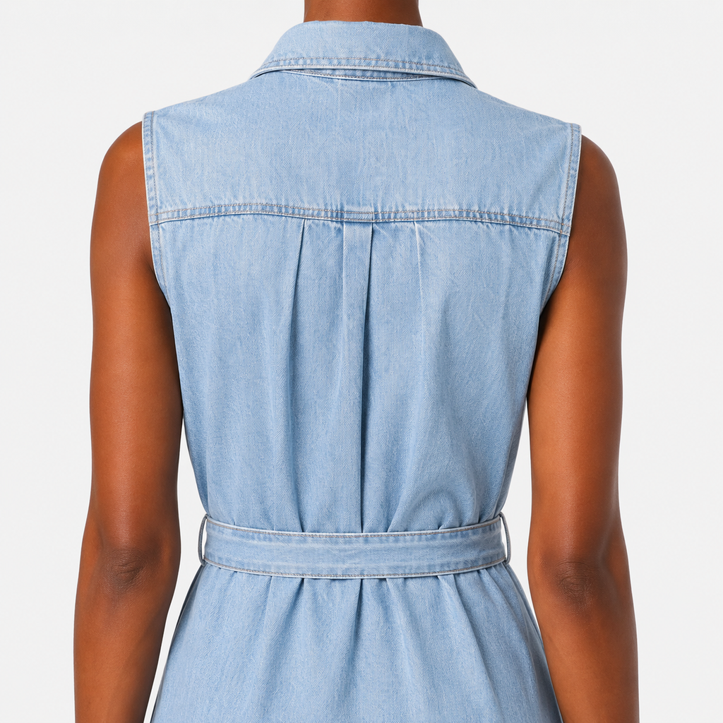 AURELIA Button-Front Denim Maxi Dress