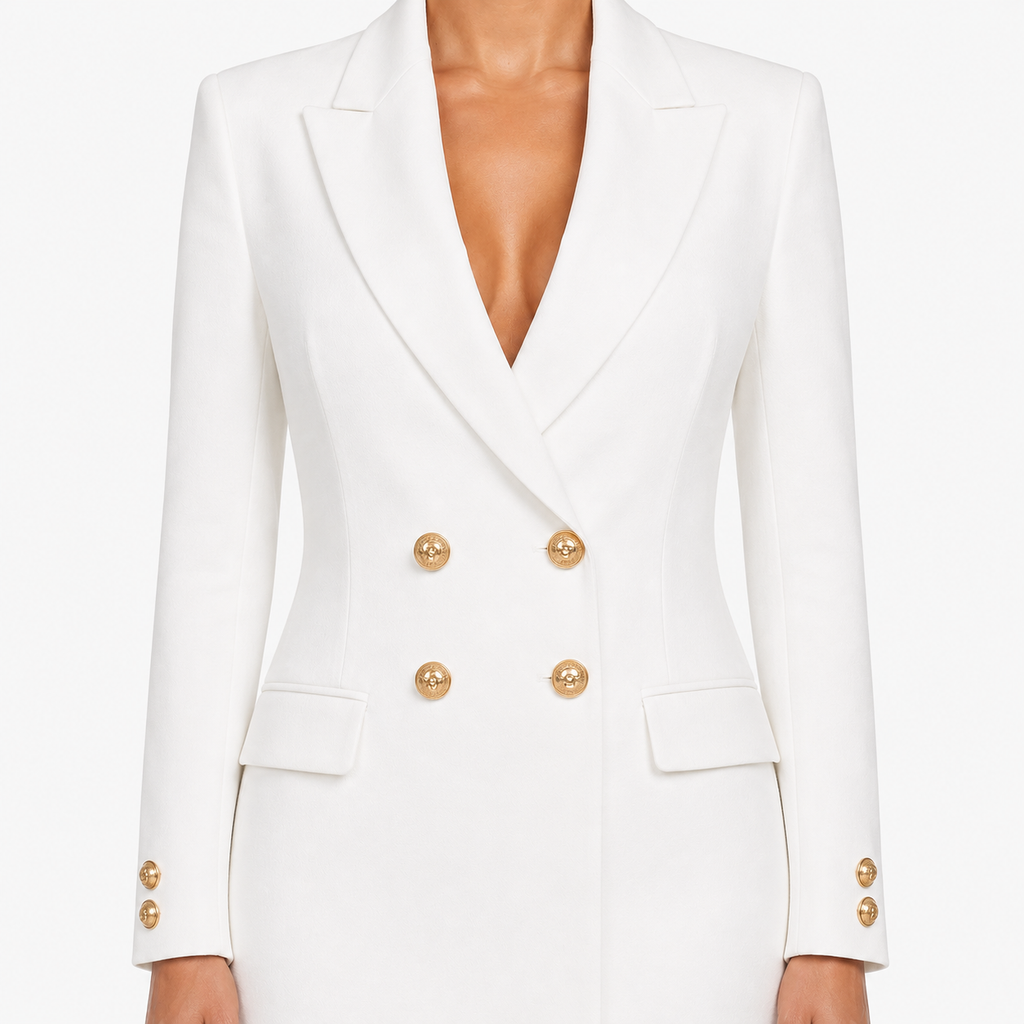 AURELIA Double-Breasted V-Neck Midi Dress