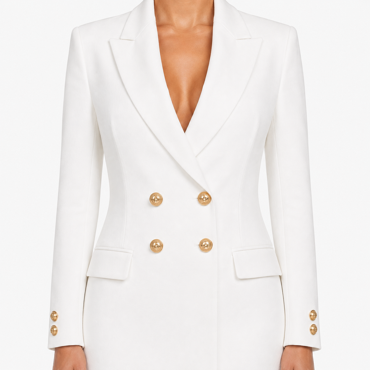 AURELIA Double-Breasted V-Neck Midi Dress