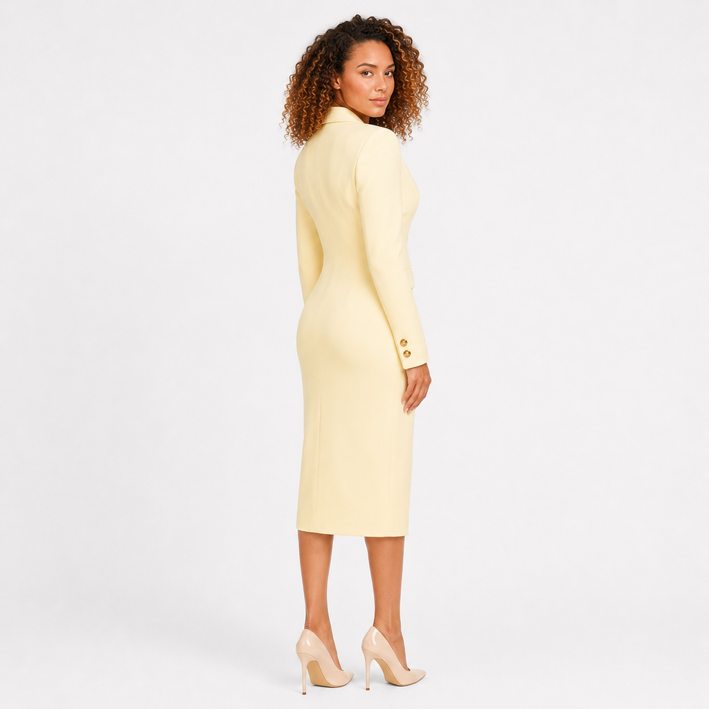 AURELIA Double-Breasted V-Neck Midi Dress