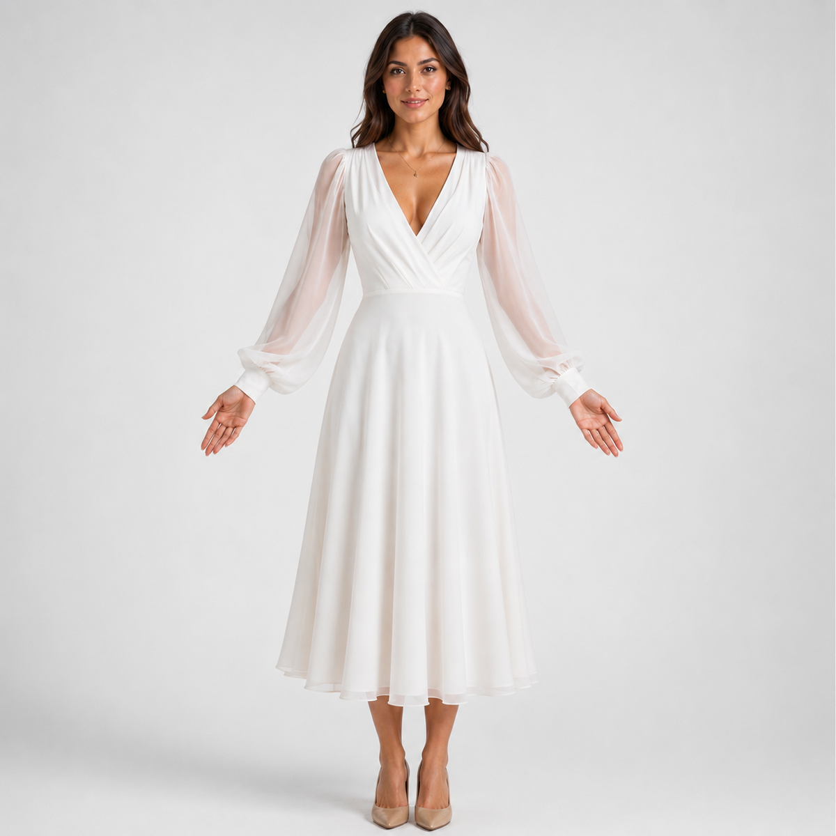AURELIA Pleated Fluid Midi Dress
