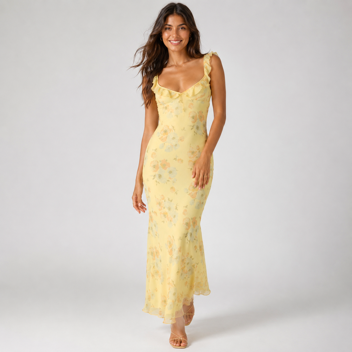 AVELINE Plunge Backless Maxi Dress