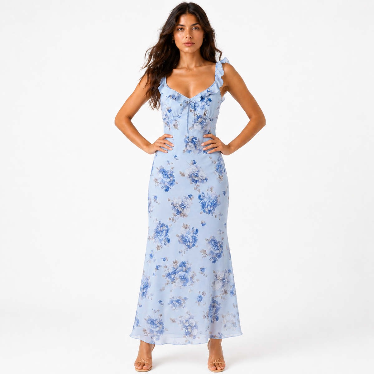 AVELINE Plunge Backless Maxi Dress