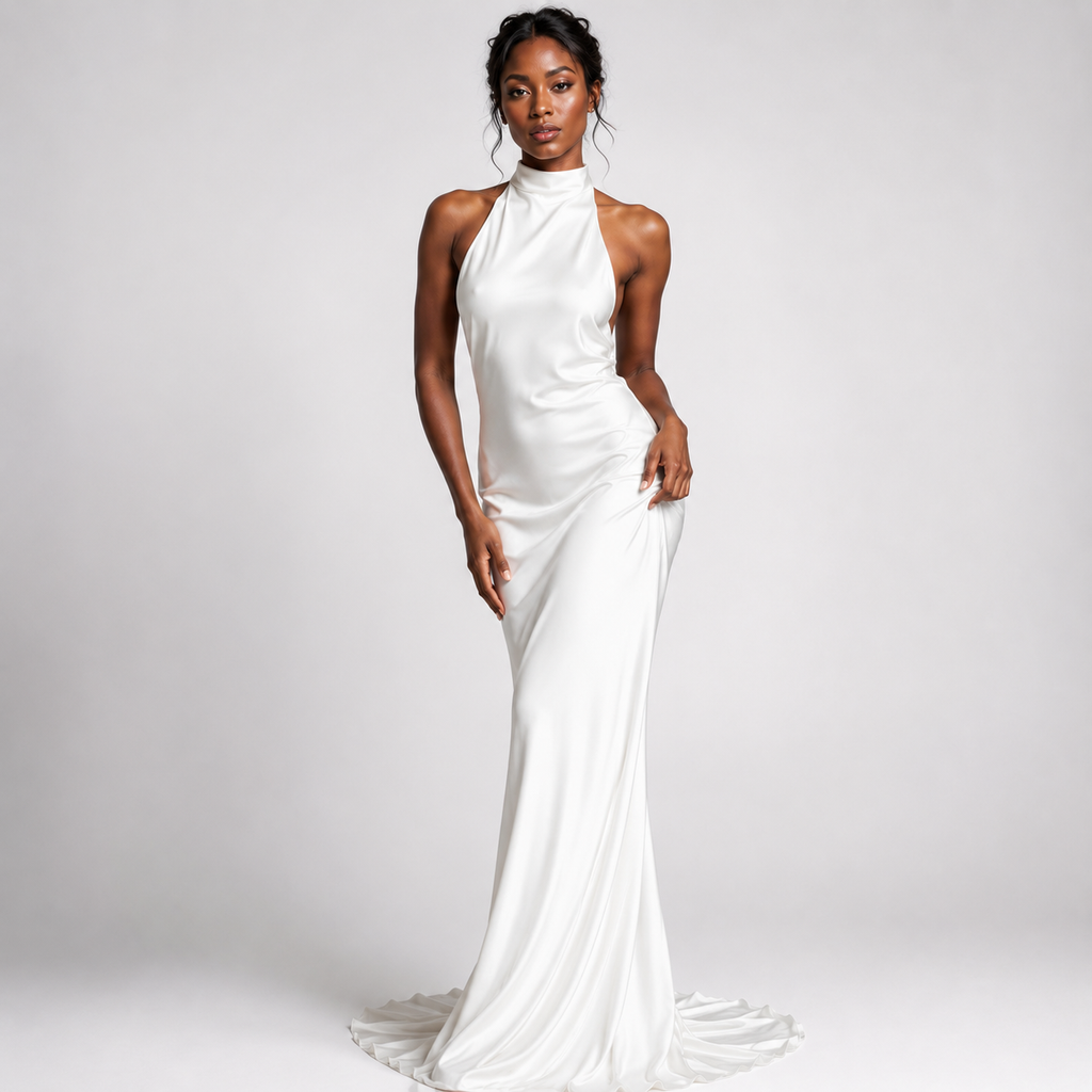 AZELINE Backless Halter Mermaid Gown