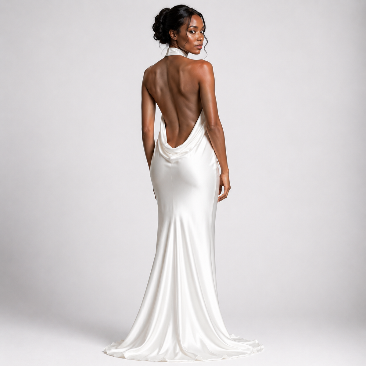 AZELINE Backless Halter Mermaid Gown