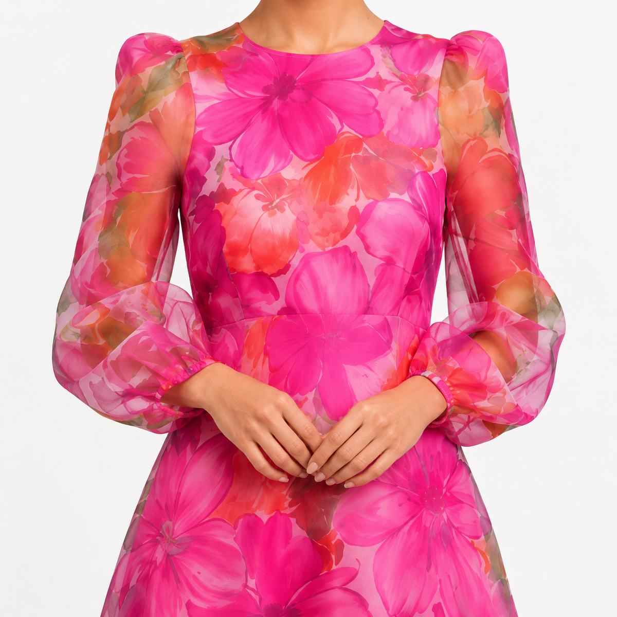 BLANCHE Puff Sleeve Midi Dress