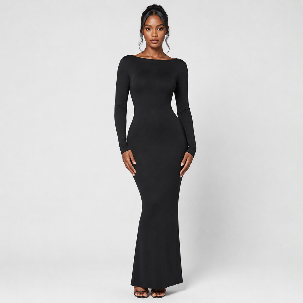 CASSIANE Backless Long Sleeve Maxi Dress