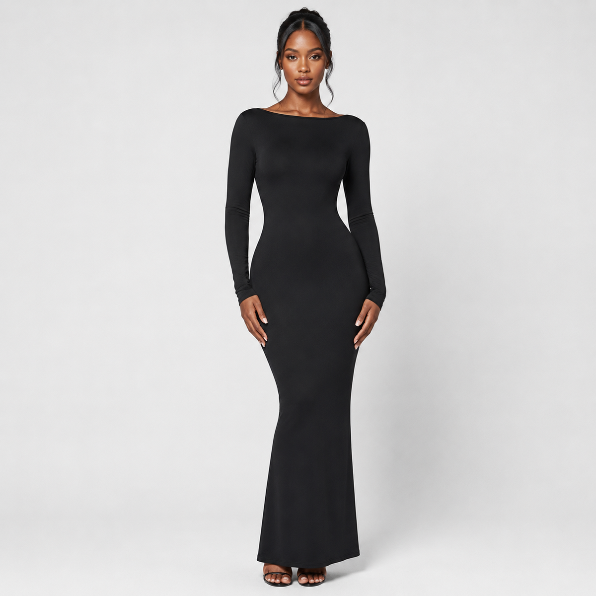 CASSIANE Backless Long Sleeve Maxi Dress