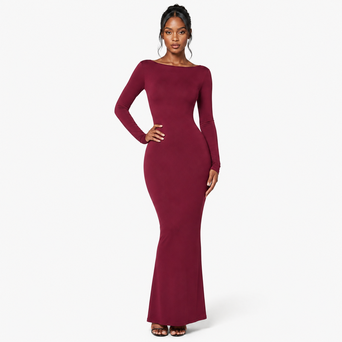 CASSIANE Backless Long Sleeve Maxi Dress