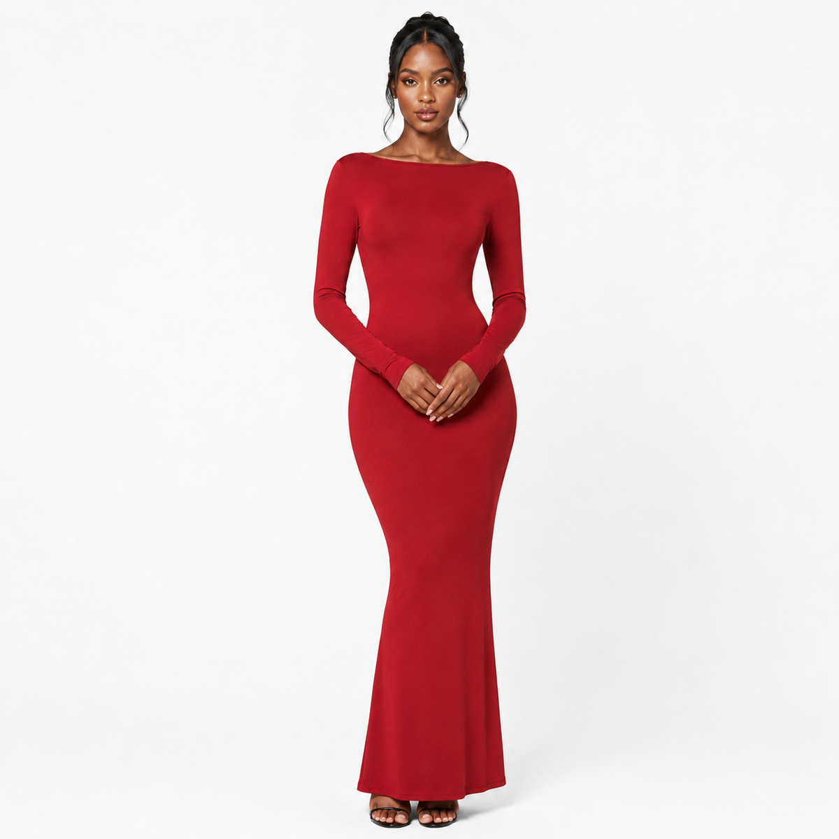 CASSIANE Backless Long Sleeve Maxi Dress