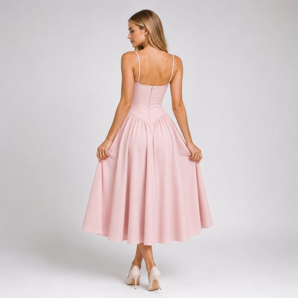 CELESTINE Corset Structured Midi Dress