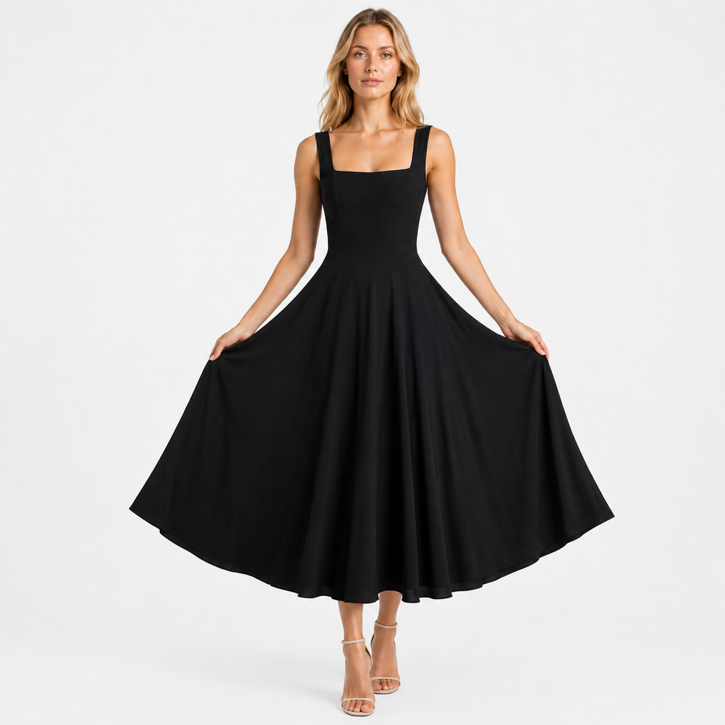 CELINE Backless Square-Neck Midi Dress