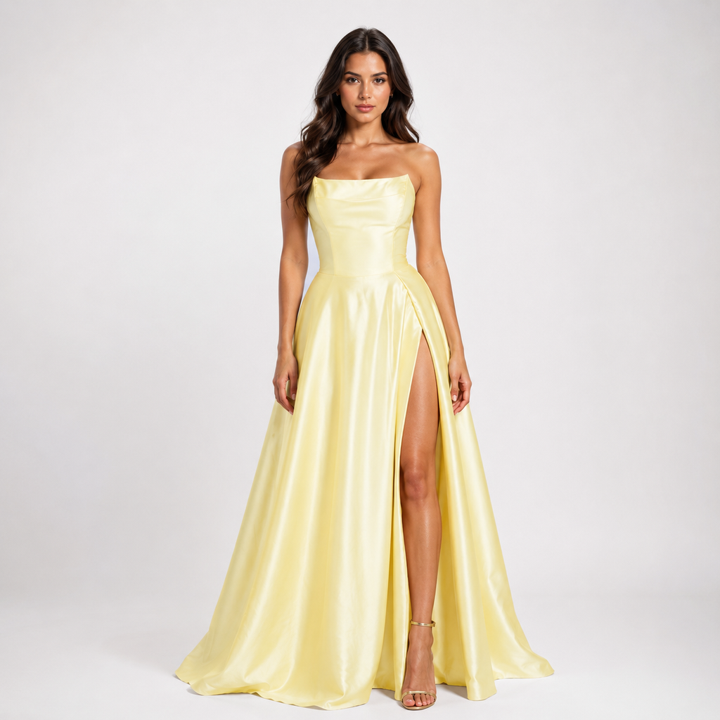 COLETTE Pleated Satin Maxi Dress