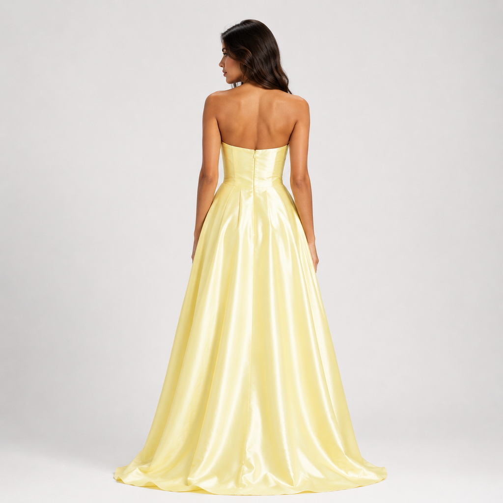 COLETTE Pleated Satin Maxi Dress