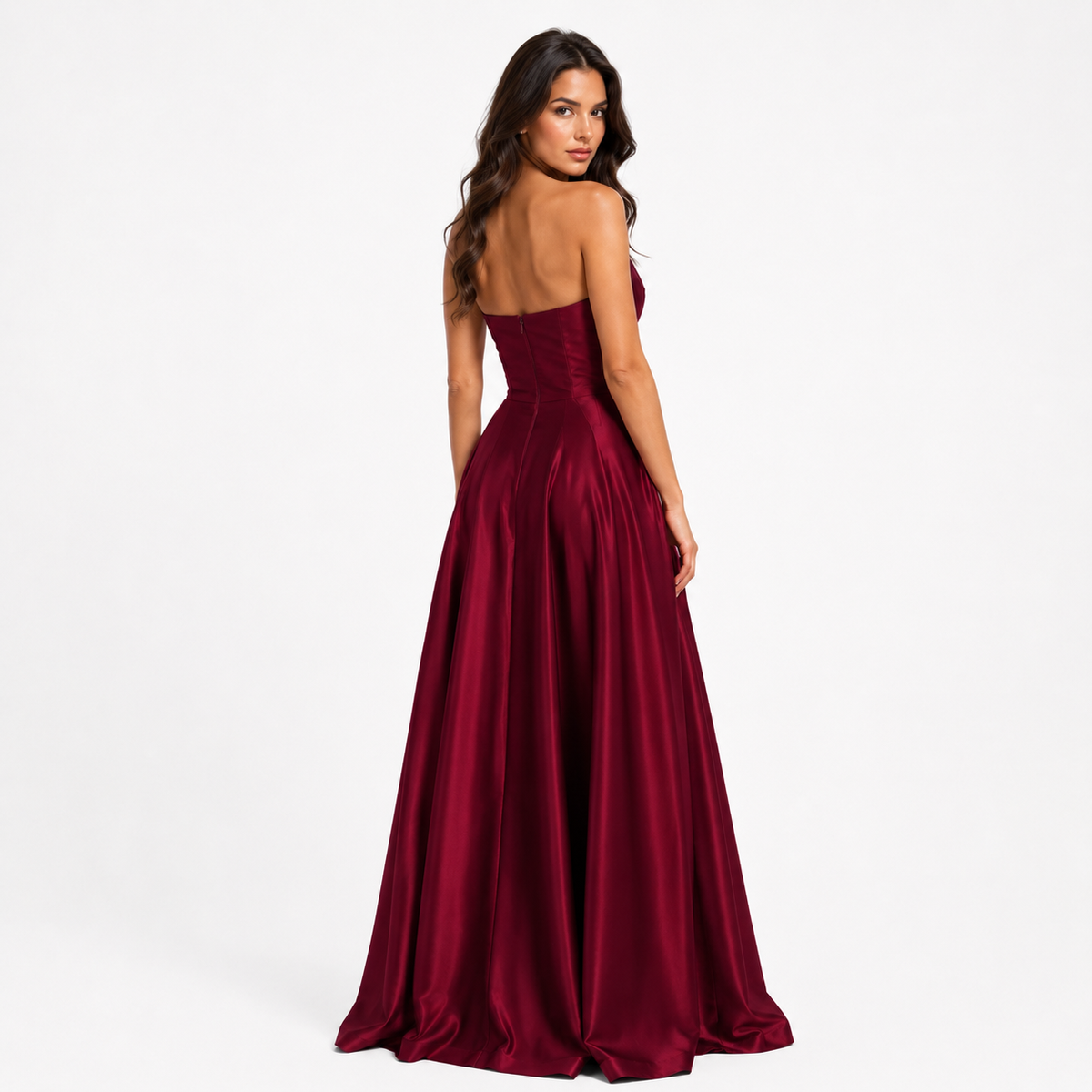 COLETTE Pleated Satin Maxi Dress