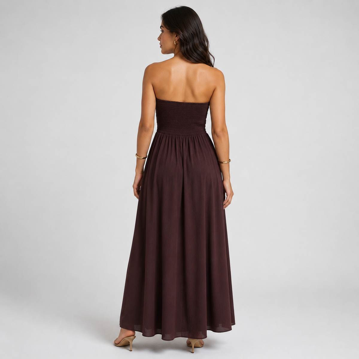 COSIMA Strapless Brown Maxi Dress