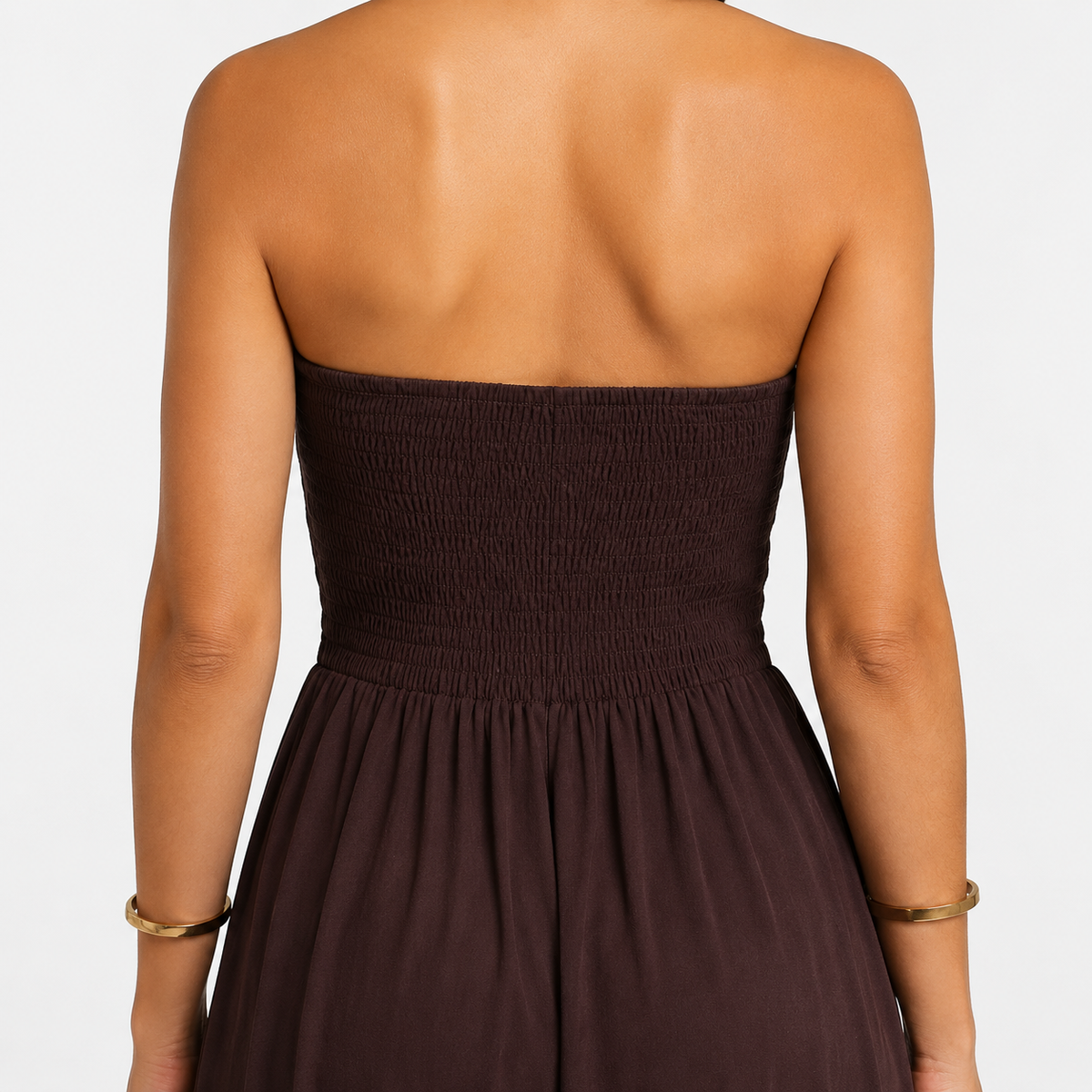 COSIMA Strapless Brown Maxi Dress