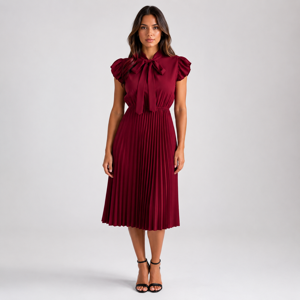CRESSIDA Pleated Ruffle Mini Dress