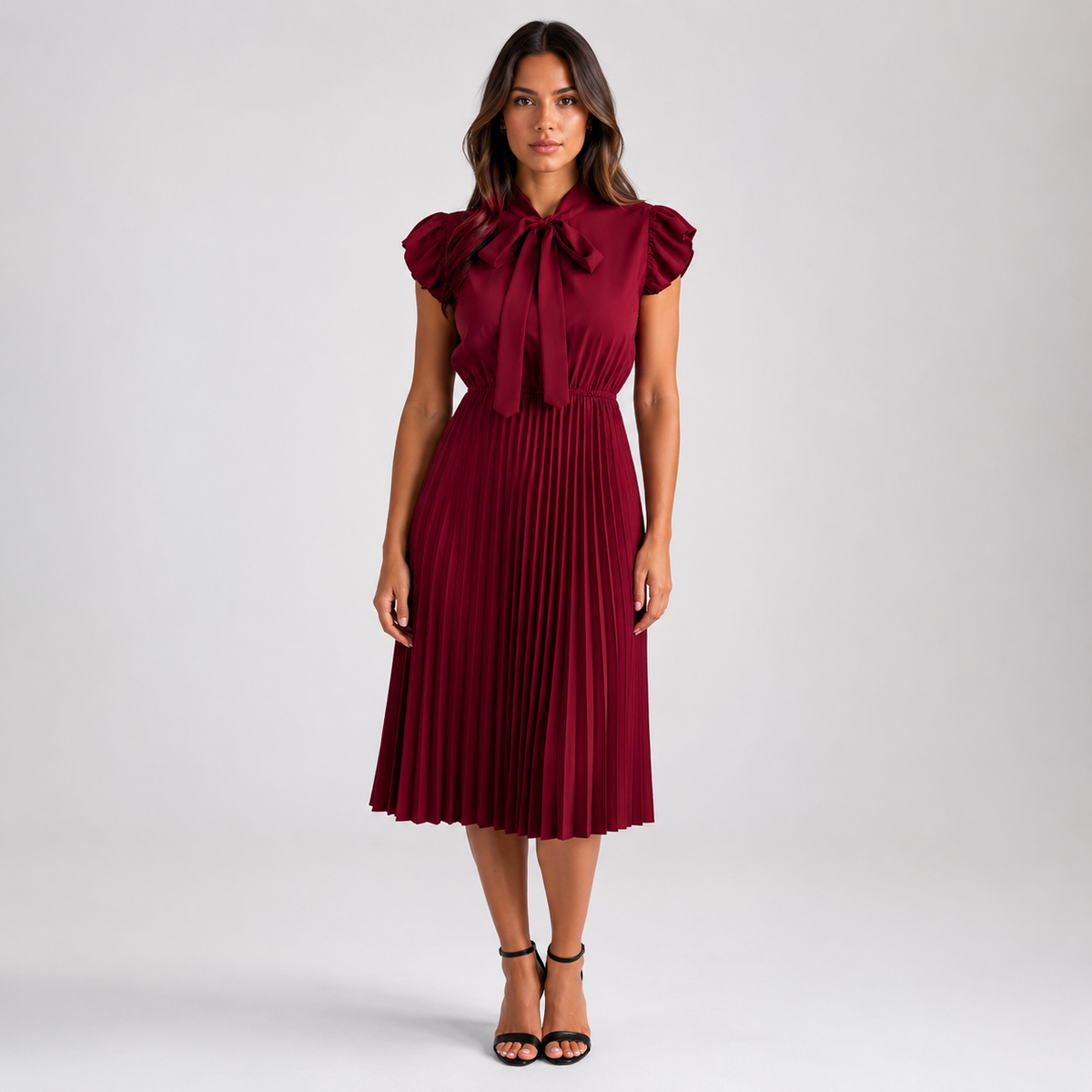 CRESSIDA Pleated Ruffle Mini Dress