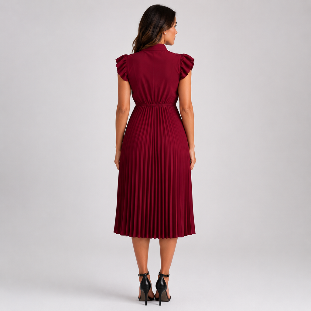 CRESSIDA Pleated Ruffle Mini Dress