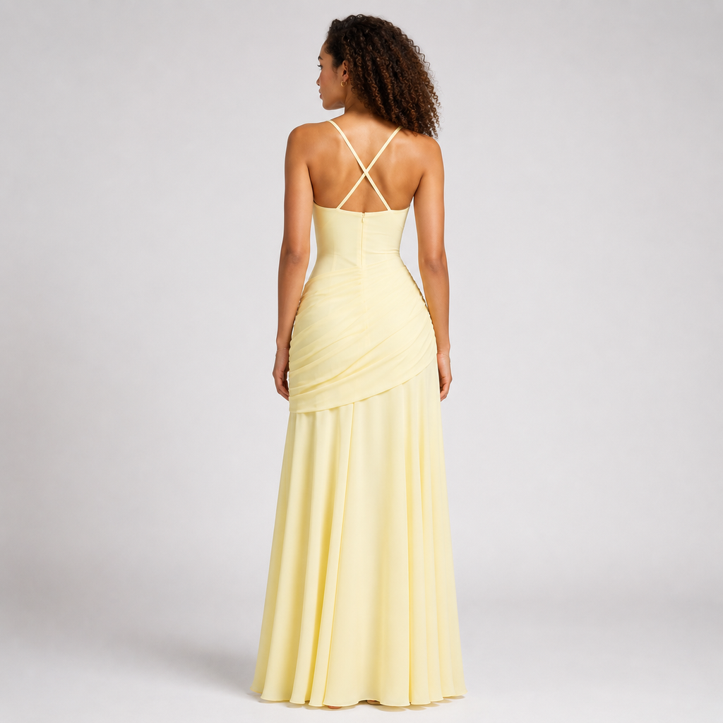 CRESSIDA Square-Neck Backless Maxi Dress