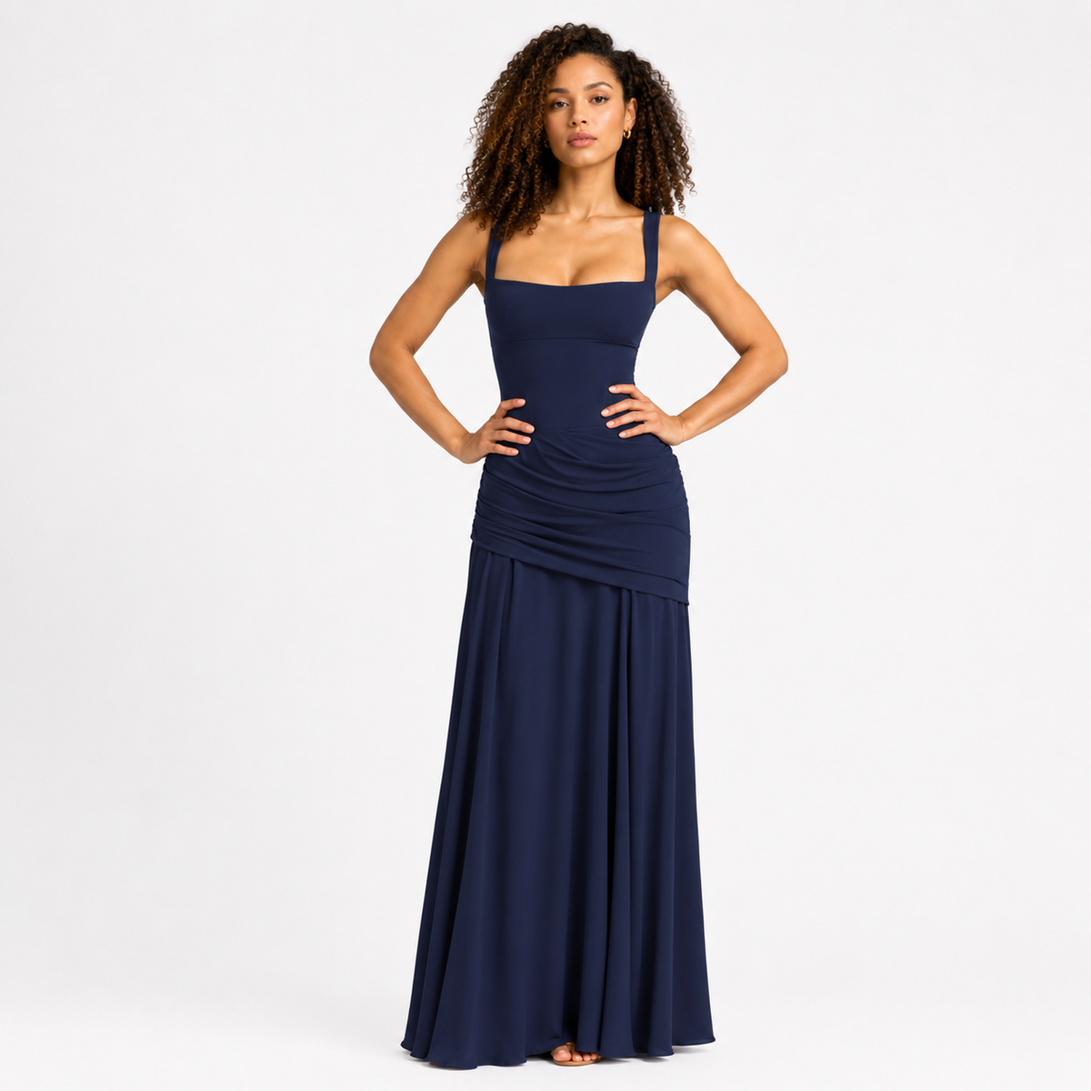 CRESSIDA Square-Neck Backless Maxi Dress