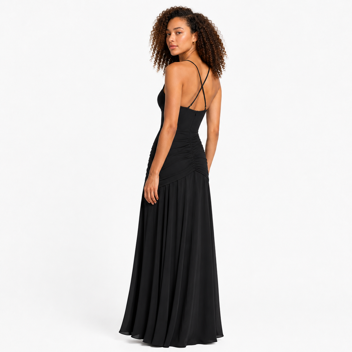 CRESSIDA Square-Neck Backless Maxi Dress