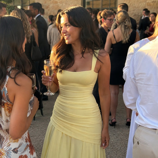 Customer wearing CRESSIDA Square-Neck Backless Maxi Dress