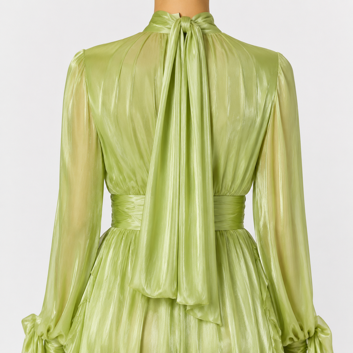 SABRINA Pleated High-Neck Maxi Dress