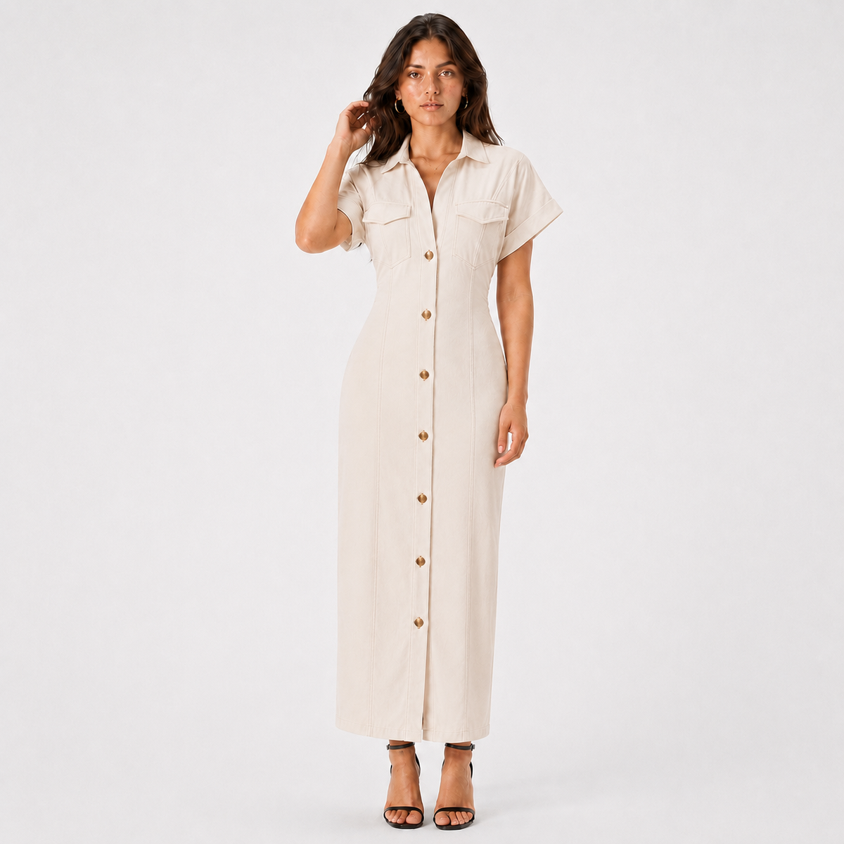 NOCTELLE Fluid V-Neck Maxi Dress