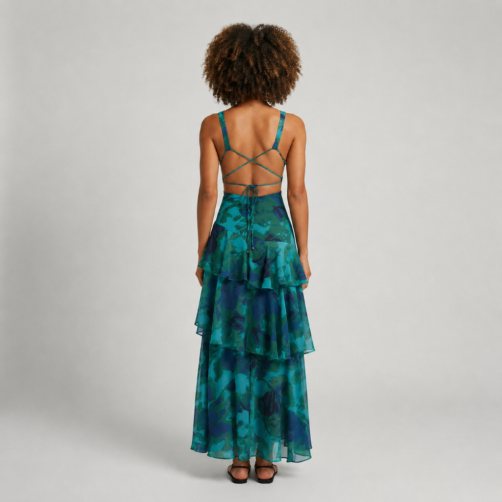 EILEEN V-Neck Plissé Maxi