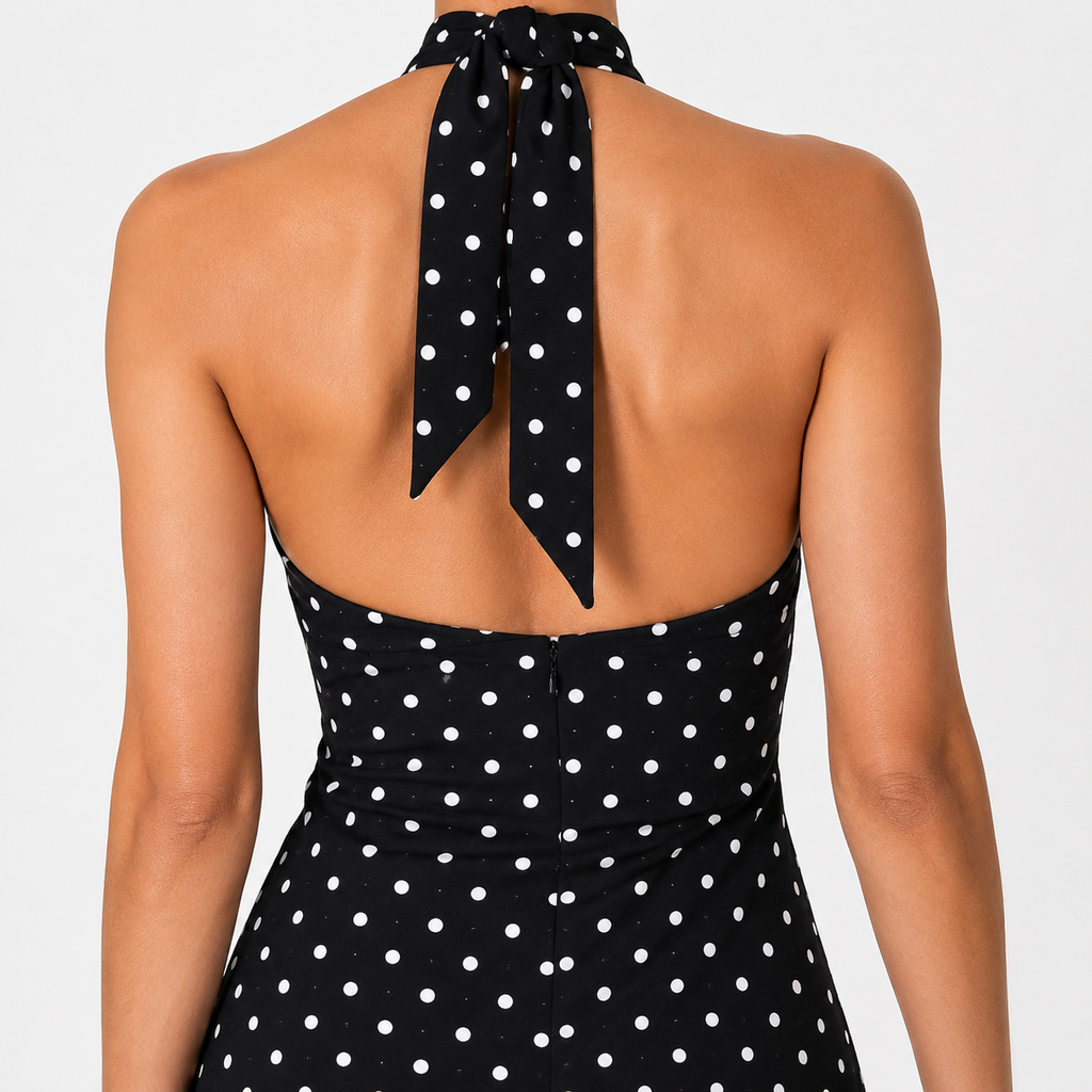 ALESSIA Backless Polka Dot Mini Dress