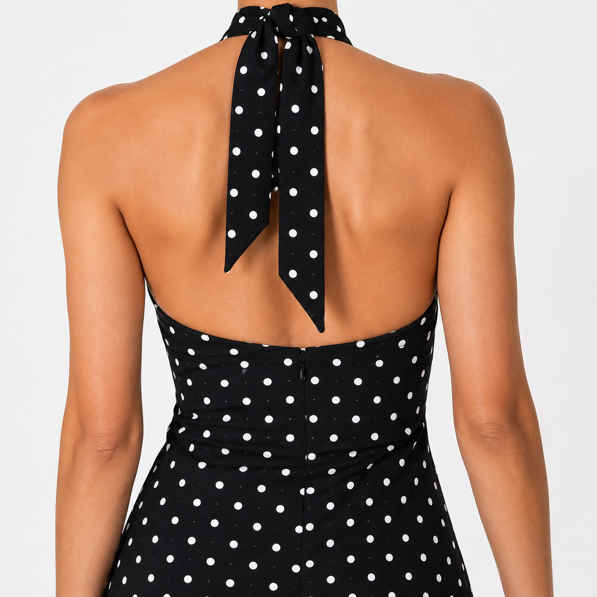 ALESSIA Backless Polka Dot Mini Dress