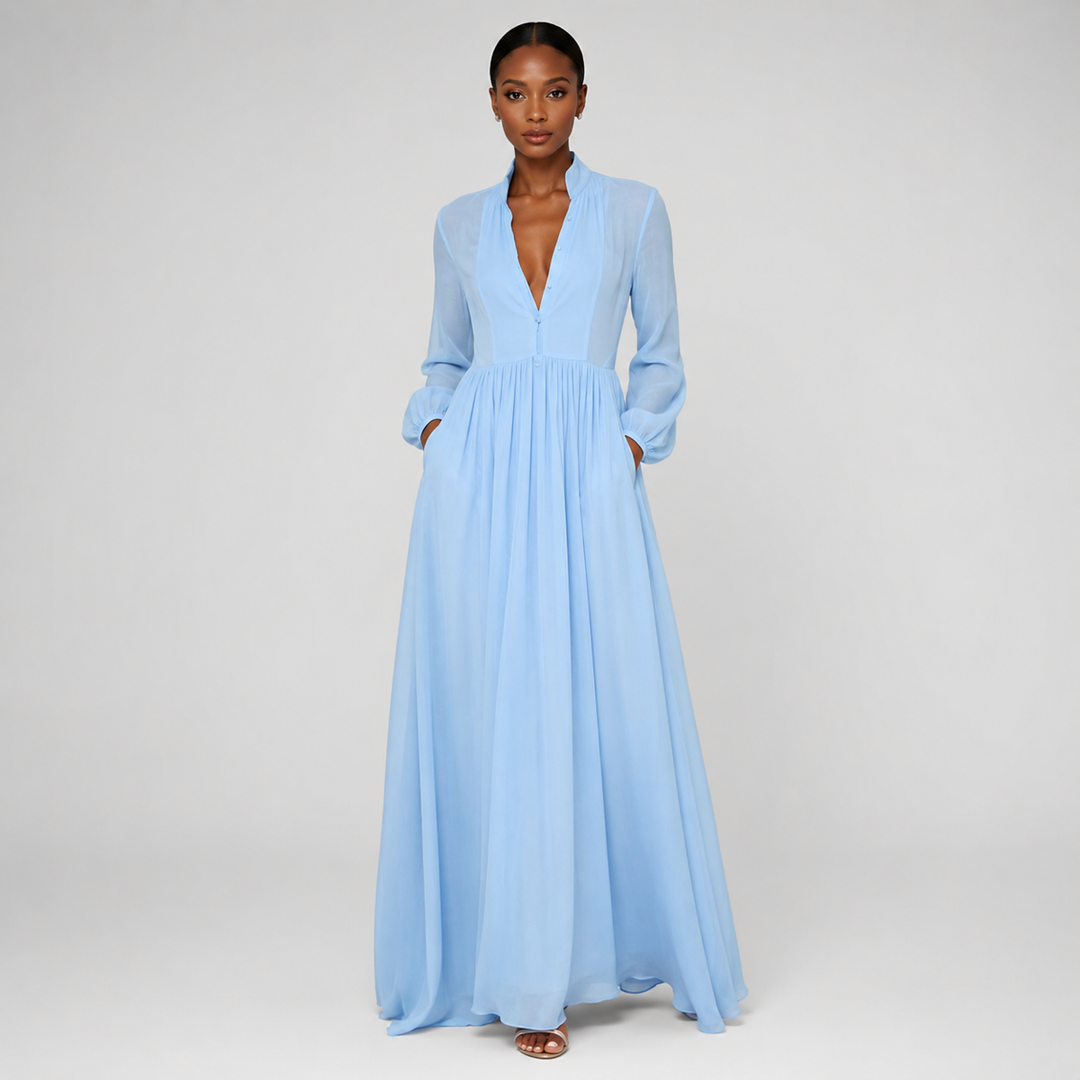CRESSIDA Lantern Sleeve Maxi Dress