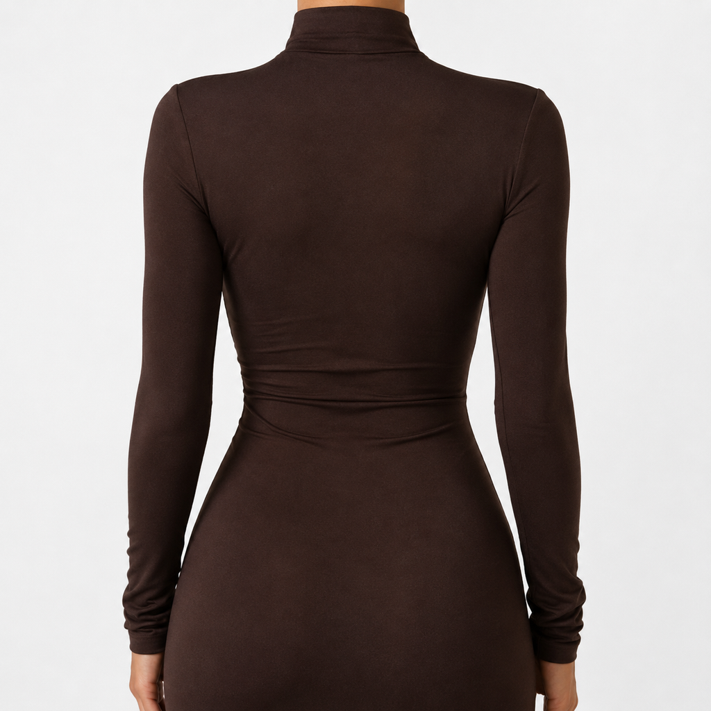 DAMARIS Split Turtleneck Maxi Dress