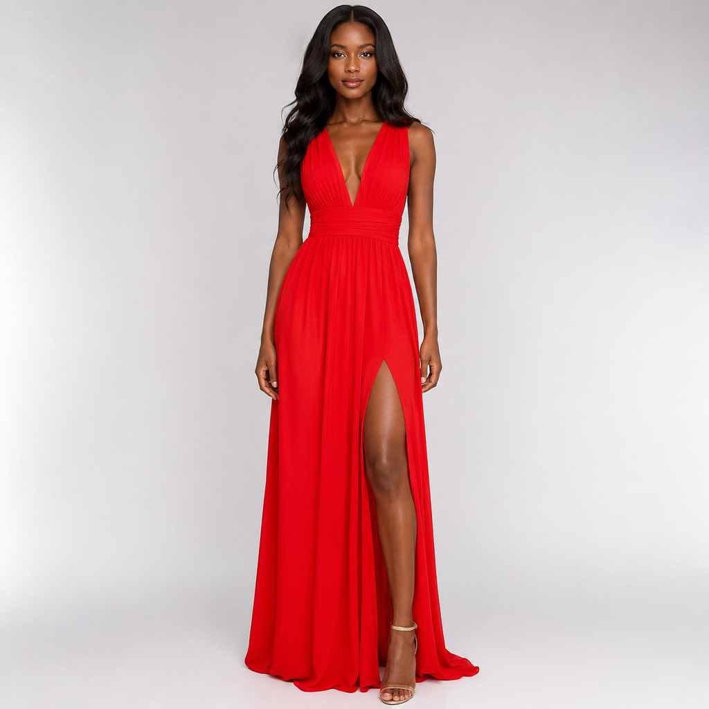 DANIKA Backless V-Neck Maxi Dress