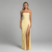 DAPHNE Strapless Draped Maxi Dress