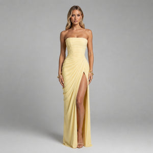 DAPHNE Strapless Draped Maxi Dress