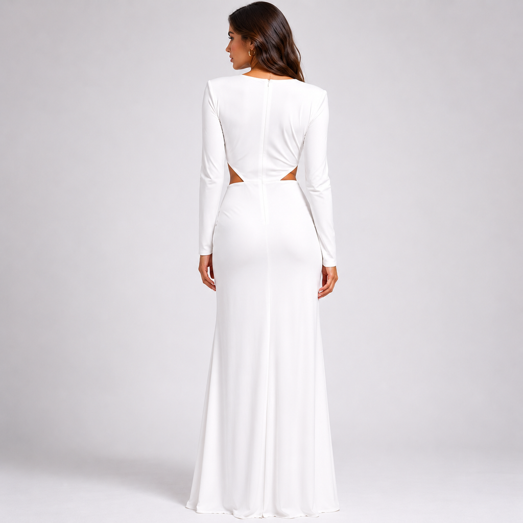DELPHINE V-Neck Long Sleeve Maxi Dress