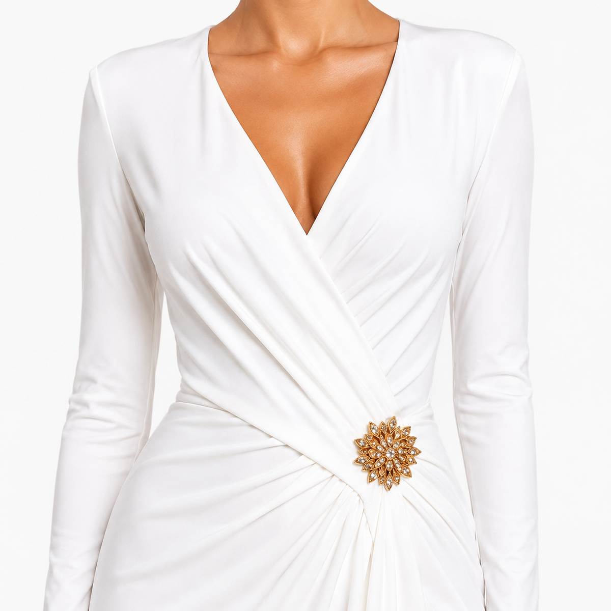 DELPHINE V-Neck Long Sleeve Maxi Dress