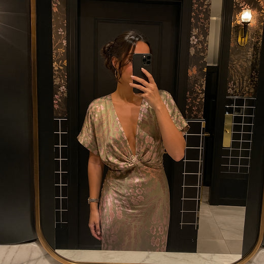 Customer wearing DOMENICA Printed A-Line Dress