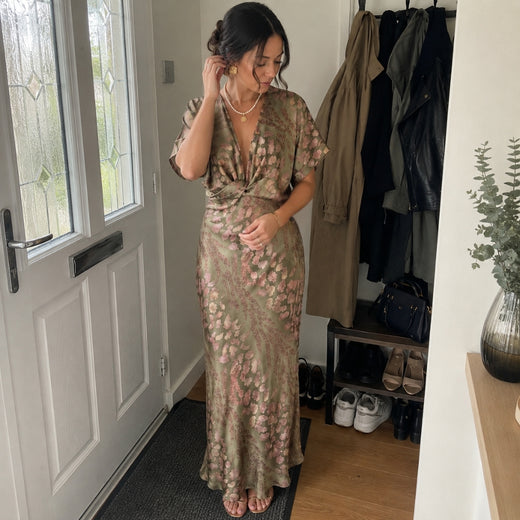 Customer wearing DOMENICA Printed A-Line Dress