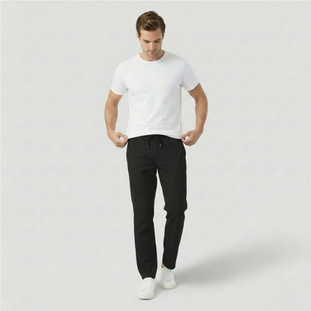 LUCAS Elastic Waist Cotton Linen Trousers